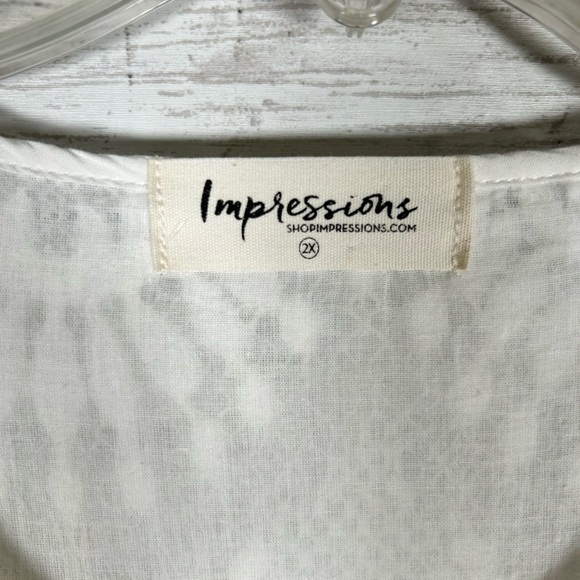 Impressions Lace Tiered Bohemian Cottagecore Babydoll White Top 2X Top - Picture 5 of 12